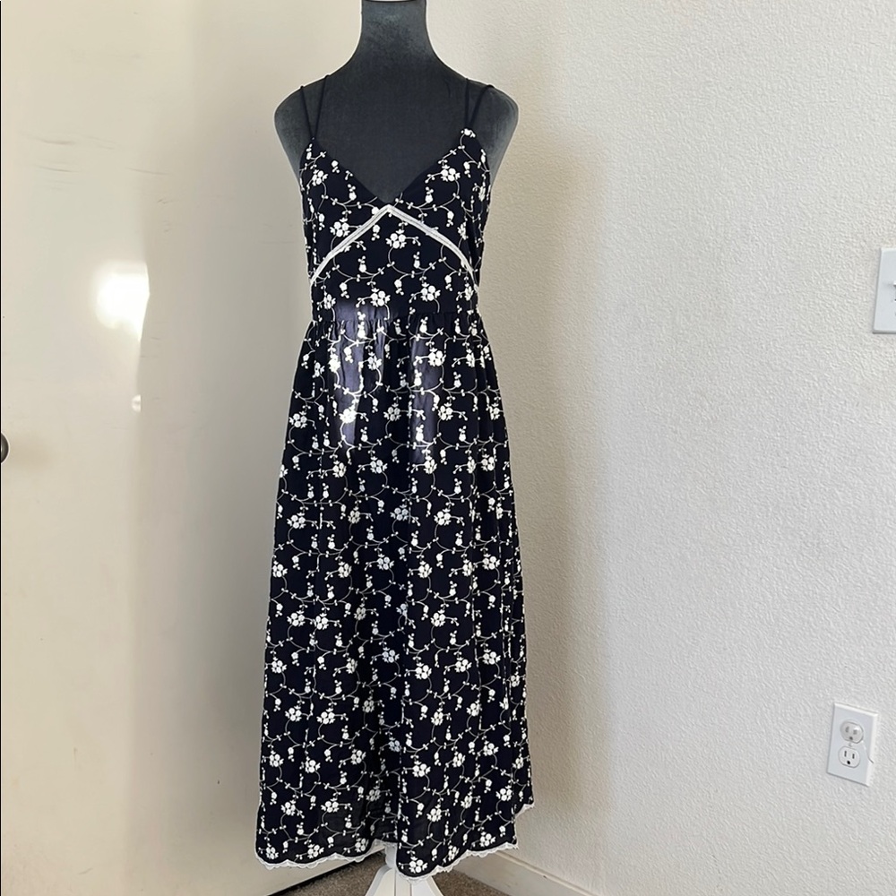 Zara Floral Black and White Dress